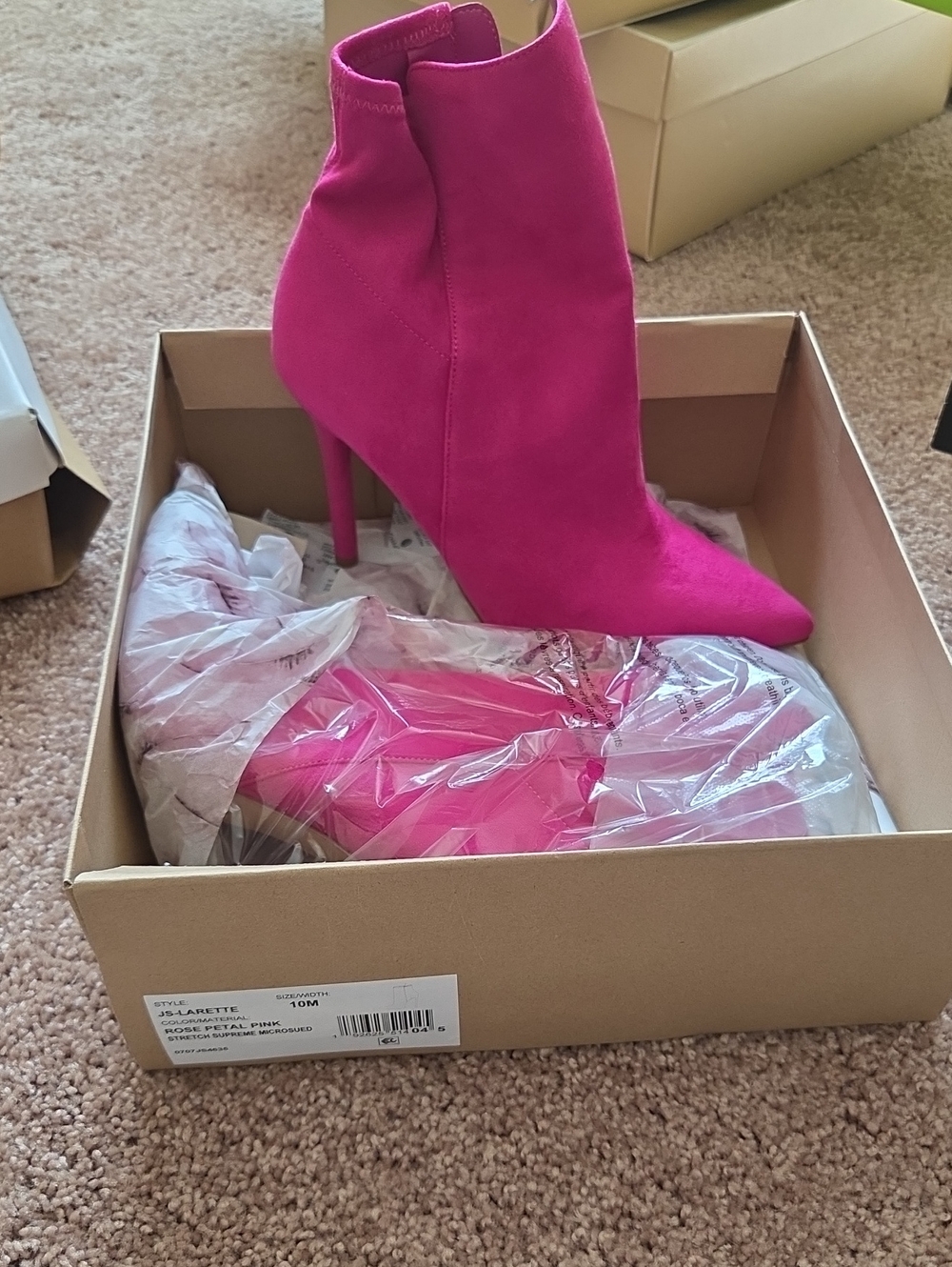 Jessica Simpson Hot Pink Pointed-Toe Stiletto Ankle Boots